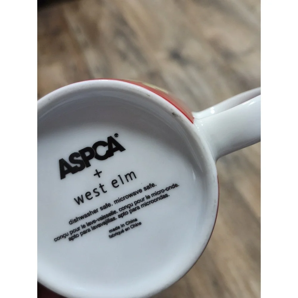 Vintage West Elm Dog Cat Lover Rescue Mug ASPCA Coffee Cup Art Poodle Lab 12 oz